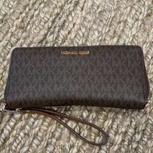 Michael Kors Dark Brown Monogram Wristlet